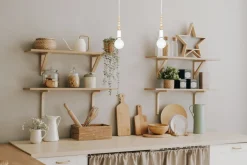 Hängelampen|Bürolampen*Belis Lange Hängelampe Weiß Holz Metall L:40 cm E27 2-flmg