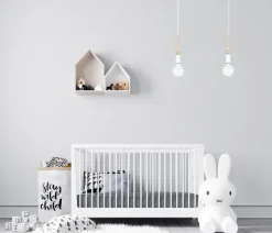 Hängelampen|Bürolampen*Belis Lange Hängelampe Weiß Holz Metall L:40 cm E27 2-flmg