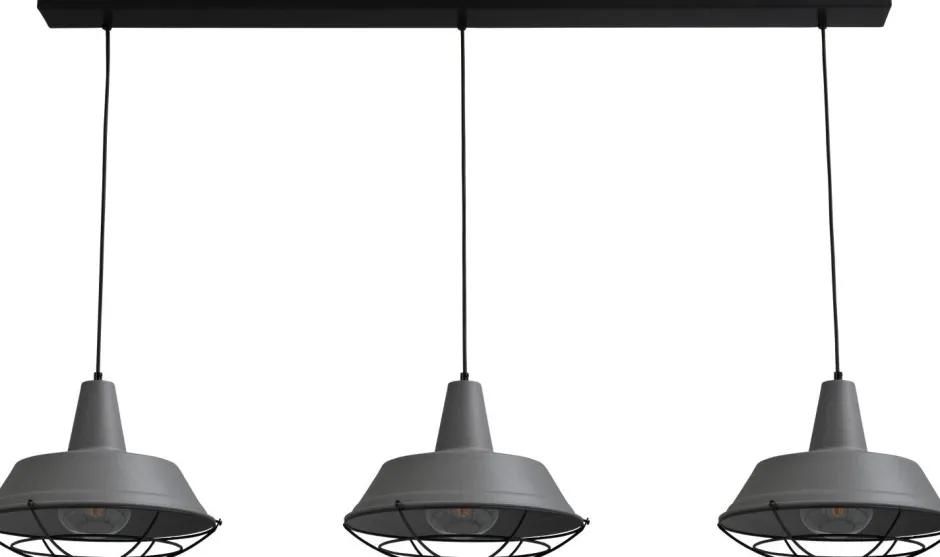 Hängelampen|Industrie Lampen*Masterlight Lange Hängeleuchte Grau L:130cm Ø35cm Ziergitter