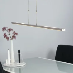Deckenleuchten|Led Lampen*Steinhauer Lange LED Deckenlampe dimmbar in Stahl 122 cm 4000 K
