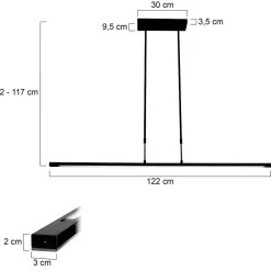 Steinhauer Lange LED Deckenlampe dimmbar Schwarz 122 cm 4000 K< Deckenleuchten|Led Lampen