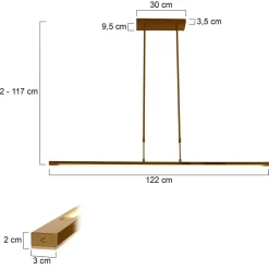 Deckenleuchten|Led Lampen*Steinhauer Lange LED Deckenleuchte in Bronze 122 cm 4000 K dimmbar
