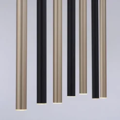 Hängelampen|Bürolampen*Paul Neuhaus Lange LED Hängelampe Metall dimmbar Schwarz Messing