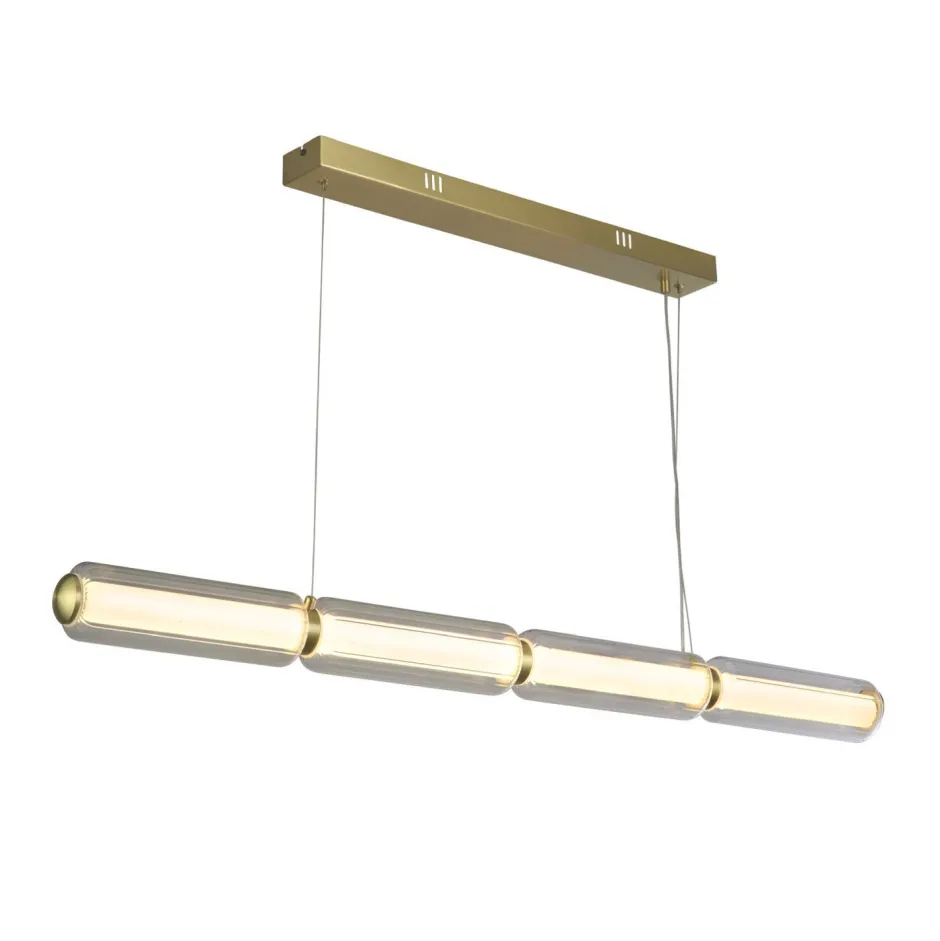 Bürolampen|Wohnzimmerlampen*Searchlight Lange LED Pendelleuchte Glas Metall 109 cm warmweiß