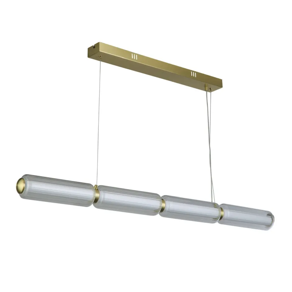 Bürolampen|Wohnzimmerlampen*Searchlight Lange LED Pendelleuchte Glas Metall 109 cm warmweiß