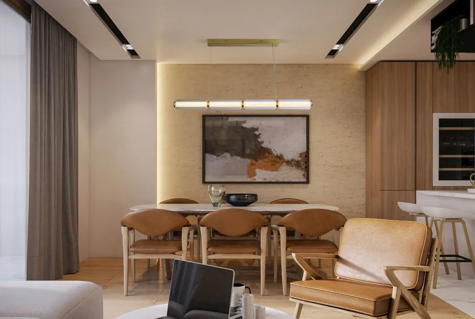 Bürolampen|Wohnzimmerlampen*Searchlight Lange LED Pendelleuchte Glas Metall 109 cm warmweiß