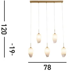 Searchlight Lange Pendelleuchte Glas Metall 78 cm in Messing Weiß< Wohnzimmerlampen|Esszimmer Lampen