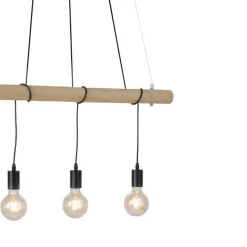 Just Light Lange Pendelleuchte Holzbalken 100 cm inkl E27 2700 K< Hängelampen|Bürolampen