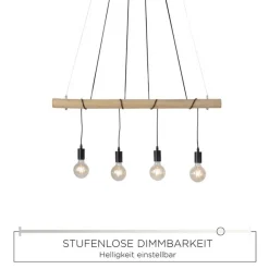 Just Light Lange Pendelleuchte Holzbalken 100 cm inkl E27 2700 K< Hängelampen|Bürolampen