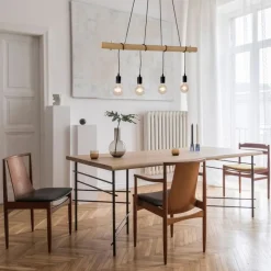 Just Light Lange Pendelleuchte Holzbalken 100 cm inkl E27 2700 K< Hängelampen|Bürolampen