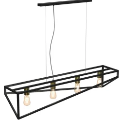 Hängelampen|Bürolampen*Luminex Lange Pendelleuchte Schwarz Gold E27 100 cm Industrial
