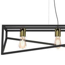 Hängelampen|Bürolampen*Luminex Lange Pendelleuchte Schwarz Gold E27 100 cm Industrial