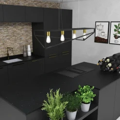 Hängelampen|Bürolampen*Luminex Lange Pendelleuchte Schwarz Gold E27 100 cm Industrial