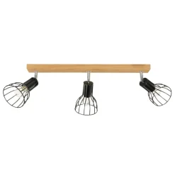 Deckenleuchten|Spots*eltric K Heckel GmbH Langer Deckenspot Holz Metall 3-flammig flexibel