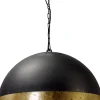 Industrie Lampen|Vintage Lampen*Masterlight LARINO Hängelampe Grau Metall Gold Ø60cm Industrie