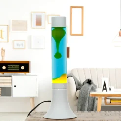 Retro Lampen|Lavalampen*Easylight Lavalampe YVONNE Blau Gelb farbenfroh H:38cm