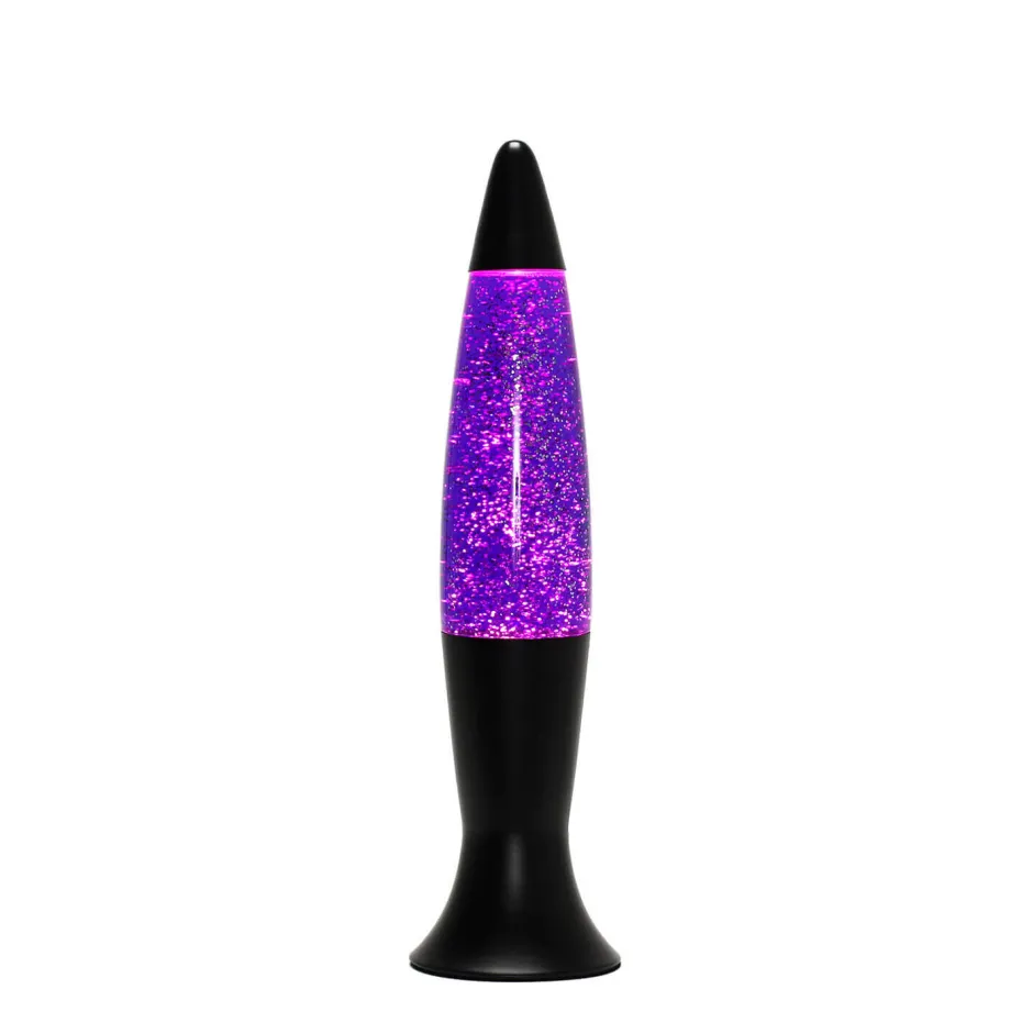 Retro Lampen|Lavalampen*Easylight Lavalmpe Lila Glitter Schwarz 40 cm hoch G9 ROXY