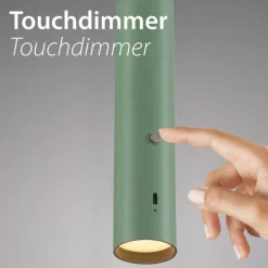 Just Light LED Akku Pendelleuchte Grün Metall Touch Dimmen 3000 K< Hängelampen|Led Lampen