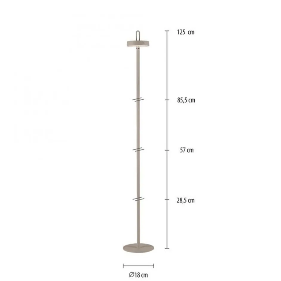 Just Light LED Akku Stehlampe Greige Dimmer Touch IP44 125,2 cm< Led Lampen|Metall Lampen