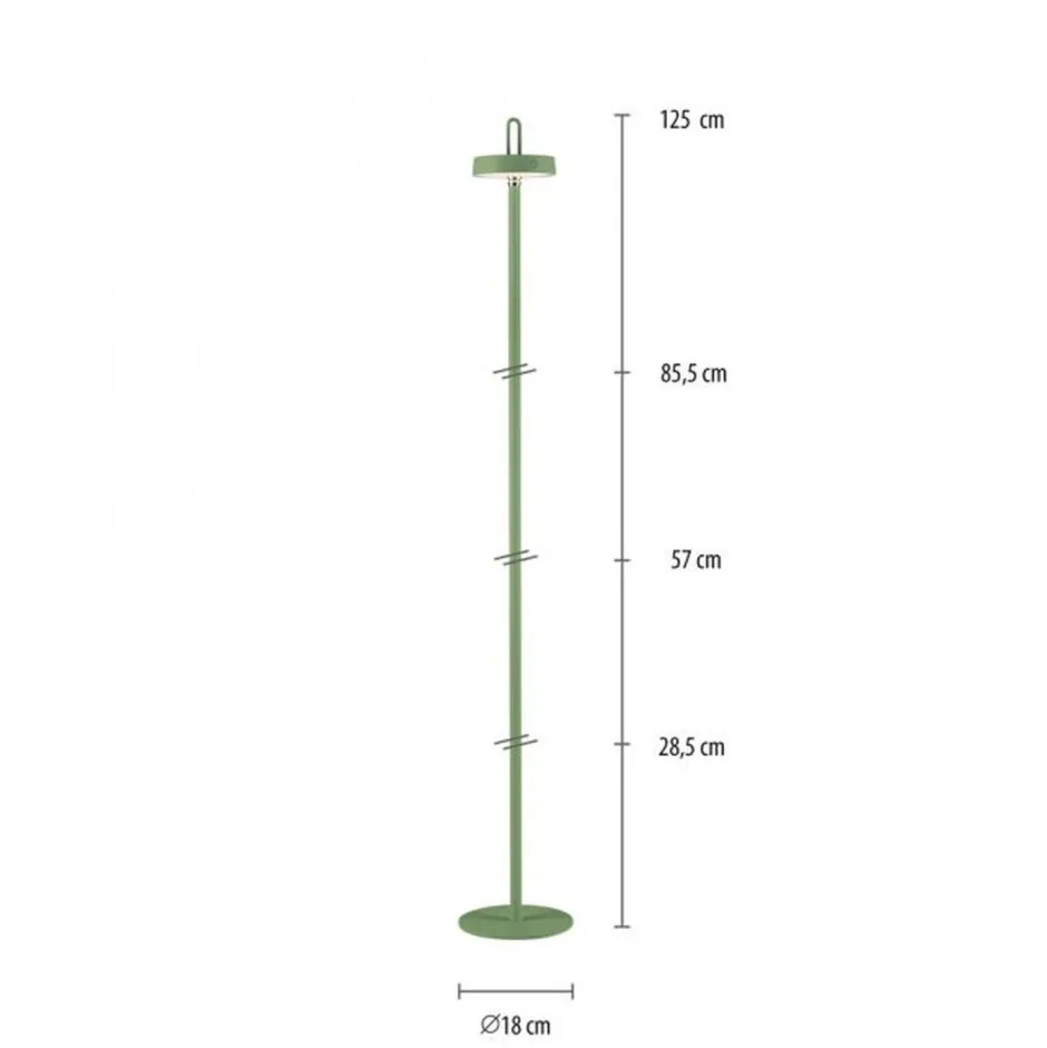 Just Light LED Akku Stehleuchte Grün Dimmer Touch IP44 125,2 cm< Led Lampen|Metall Lampen
