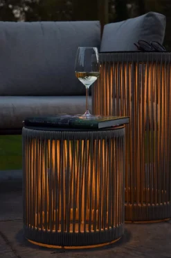 Wegeleuchten|Led Außenleuchten* LED Akku Stehleuchte Taupe 3000 K IP44 Hocker Tisch