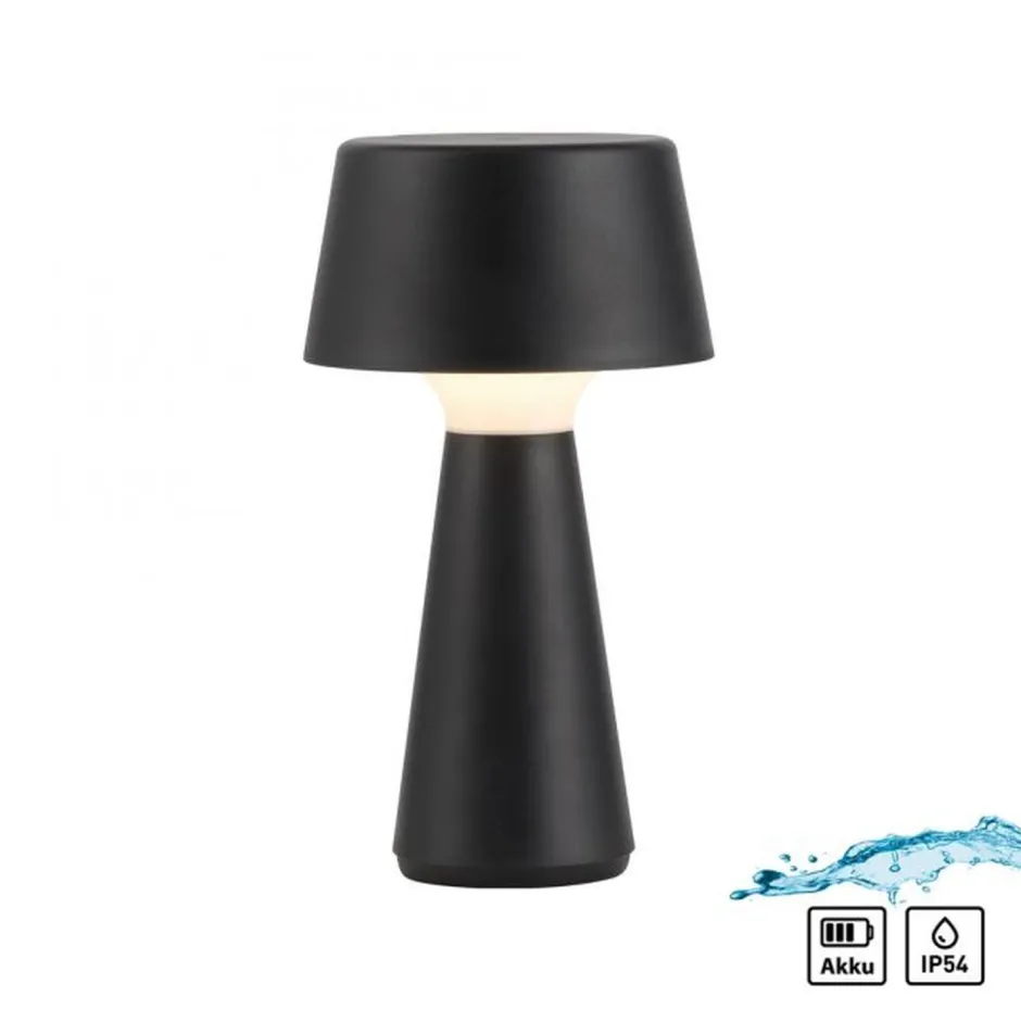 Schlafzimmer Lampen|Tischlampen*Just Light LED Akku Tischlampe dimmbar Touch IP54 Schwarz 28,9 cm