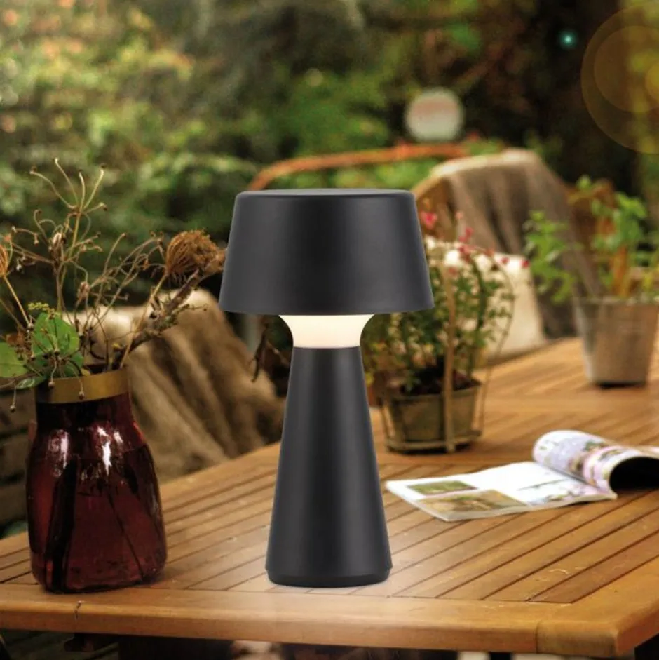 Schlafzimmer Lampen|Tischlampen*Just Light LED Akku Tischlampe dimmbar Touch IP54 Schwarz 28,9 cm