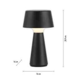Schlafzimmer Lampen|Tischlampen*Just Light LED Akku Tischlampe dimmbar Touch IP54 Schwarz 28,9 cm
