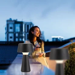 Schlafzimmer Lampen|Tischlampen*Just Light LED Akku Tischlampe dimmbar Touch IP54 Schwarz 28,9 cm
