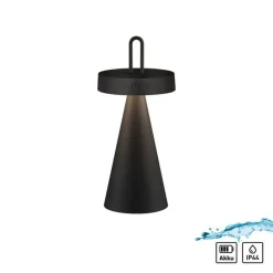 Just Light LED Akku Tischlampe Dimmer Touch IP44 28,9 cm Schwarz< Schlafzimmer Lampen|Tischlampen