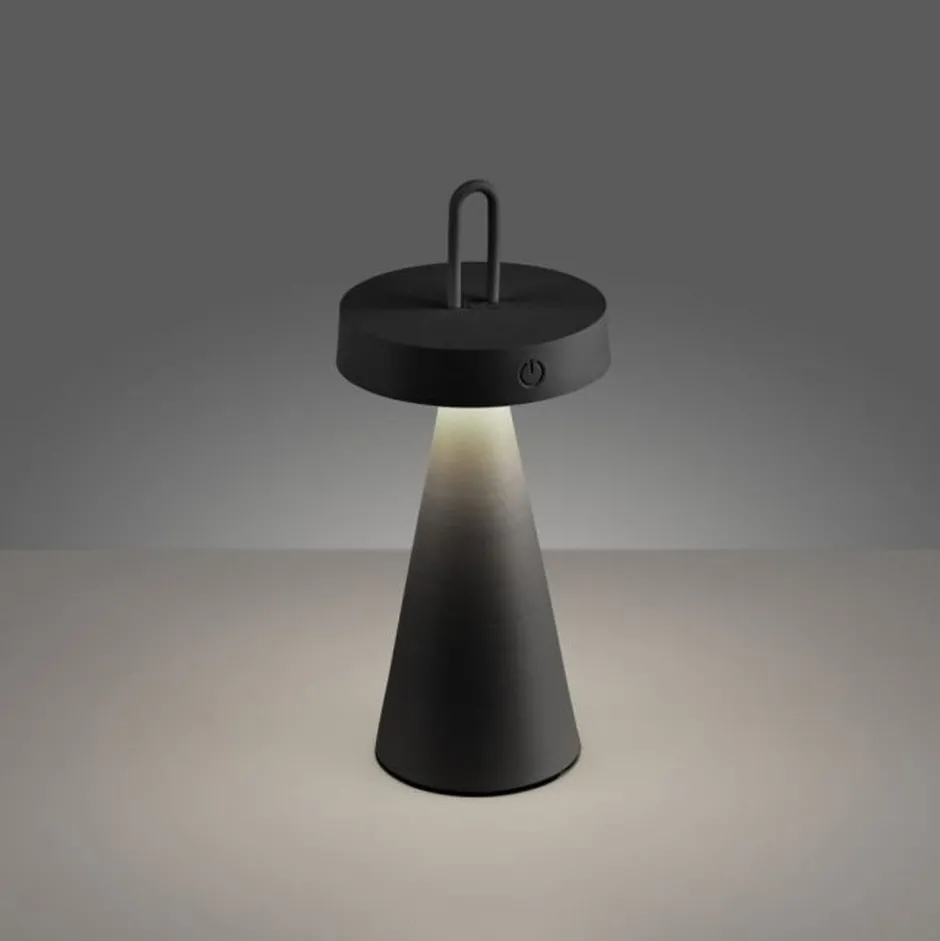 Just Light LED Akku Tischlampe Dimmer Touch IP44 28,9 cm Schwarz< Schlafzimmer Lampen|Tischlampen