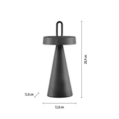 Just Light LED Akku Tischlampe Dimmer Touch IP44 28,9 cm Schwarz< Schlafzimmer Lampen|Tischlampen