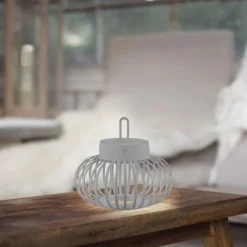 Schlafzimmer Lampen|Metall Lampen*Just Light LED Akku Tischlampe Dimmer Touch 22 cm IP44 2 W Greige