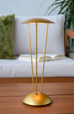 Led Außenleuchten|Moderne Außenleuchten* LED Akku Tischlampe Gold Ladestation IP54 2 W dimmbar