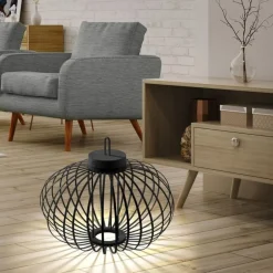 Schlafzimmer Lampen|Metall Lampen*Just Light LED Akku Tischlampe IP44 Schwarz dimmbar Touch 37 cm