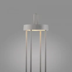 Led Lampen|Schlafzimmer Lampen*Just Light LED Akku Tischlampe Metall dimmbar IP44 2700 K Greige