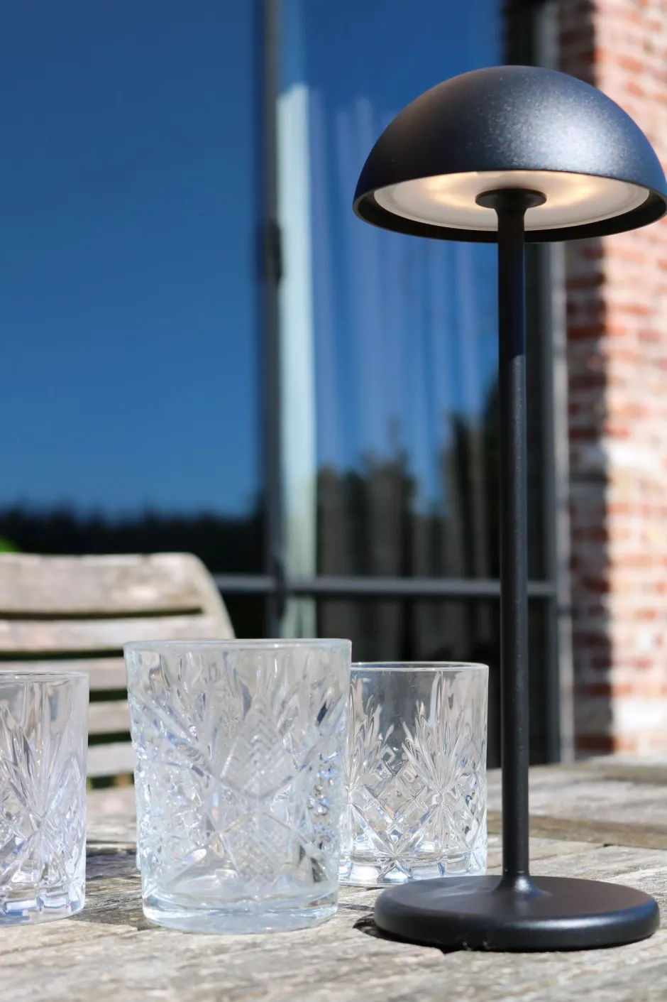 LED Akku Tischlampe Schwarz 32 cm 3000 K IP54 dimmbar< Led Außenleuchten|Moderne Außenleuchten