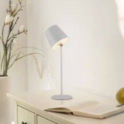 Schlafzimmer Lampen|Metall Lampen*Just Light LED Akku Tischlampe Weiß dimmbar Touch 37 cm 320 lm 2 W