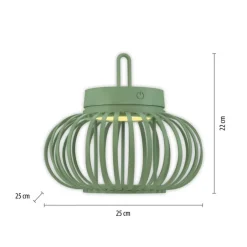 Just Light LED Akku Tischleuchte Dimmer Touch 22 cm IP44 2 W Grün< Schlafzimmer Lampen|Metall Lampen