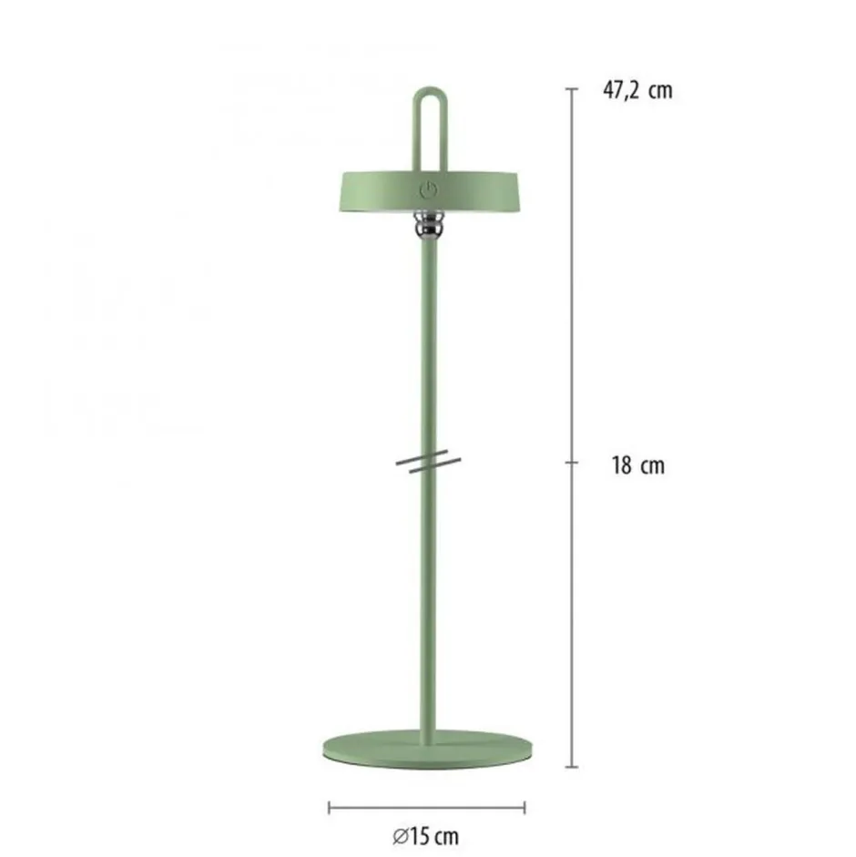 Just Light LED Akku Tischleuchte Grün Dimmer Touch IP44 47,2 cm< Schlafzimmer Lampen|Tischlampen