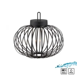 Just Light LED Akku Tischleuchte IP44 Schwarz Dimmer Touch 33 cm< Schlafzimmer Lampen|Metall Lampen