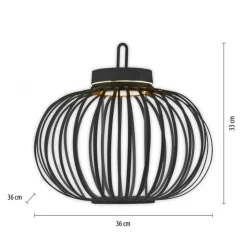 Just Light LED Akku Tischleuchte IP44 Schwarz Dimmer Touch 33 cm< Schlafzimmer Lampen|Metall Lampen