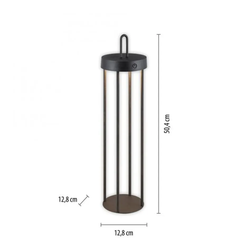 Just Light LED Akku Tischleuchte Metall dimmbar IP44 2 W Schwarz< Led Lampen|Schlafzimmer Lampen