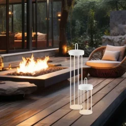 Led Lampen|Schlafzimmer Lampen*Just Light LED Akku Tischleuchte Metall dimmbar IP44 2700 K Weiß