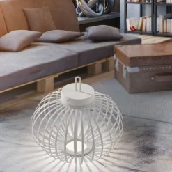 Schlafzimmer Lampen|Metall Lampen*Just Light LED Akku Tischleuchte Weiß Dimmer Touch 33 cm IP44 2 W