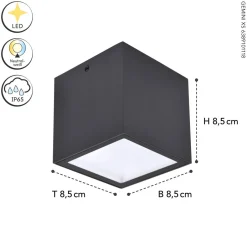 Metall Lampen|Led Außenleuchten*Eco-Light LED Außenlampe Aluminium Anthrazit 4000 K IP54 B:8,5 cm