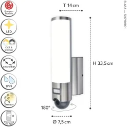 Led Außenleuchten|Moderne Außenleuchten*Eco-Light LED Außenlampe Bewegungsmelder Edelstahl IP44 dimmbar