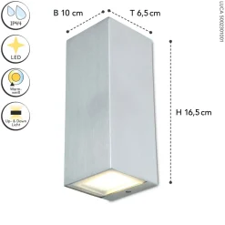 Led Außenleuchten|Moderne Außenleuchten*Eco-Light LED Außenlampe Up Down H:16,2 cm IP44 3000 K in Nickel