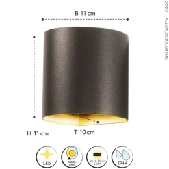 Eco-Light LED Außenlampe Wand Aluminium IP44 8 W 650 lm Anthrazit< Metall Lampen|Led Außenleuchten