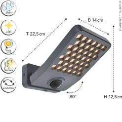 Eco-Light LED Außenlampe Wand Bewegungssensor IP54 schwenkbar< Metall Lampen|Led Außenleuchten